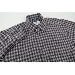 ETON Mens 15 3/4‎ Classic Fit Burgundy Checks Button Front Dress Shirt Size 40